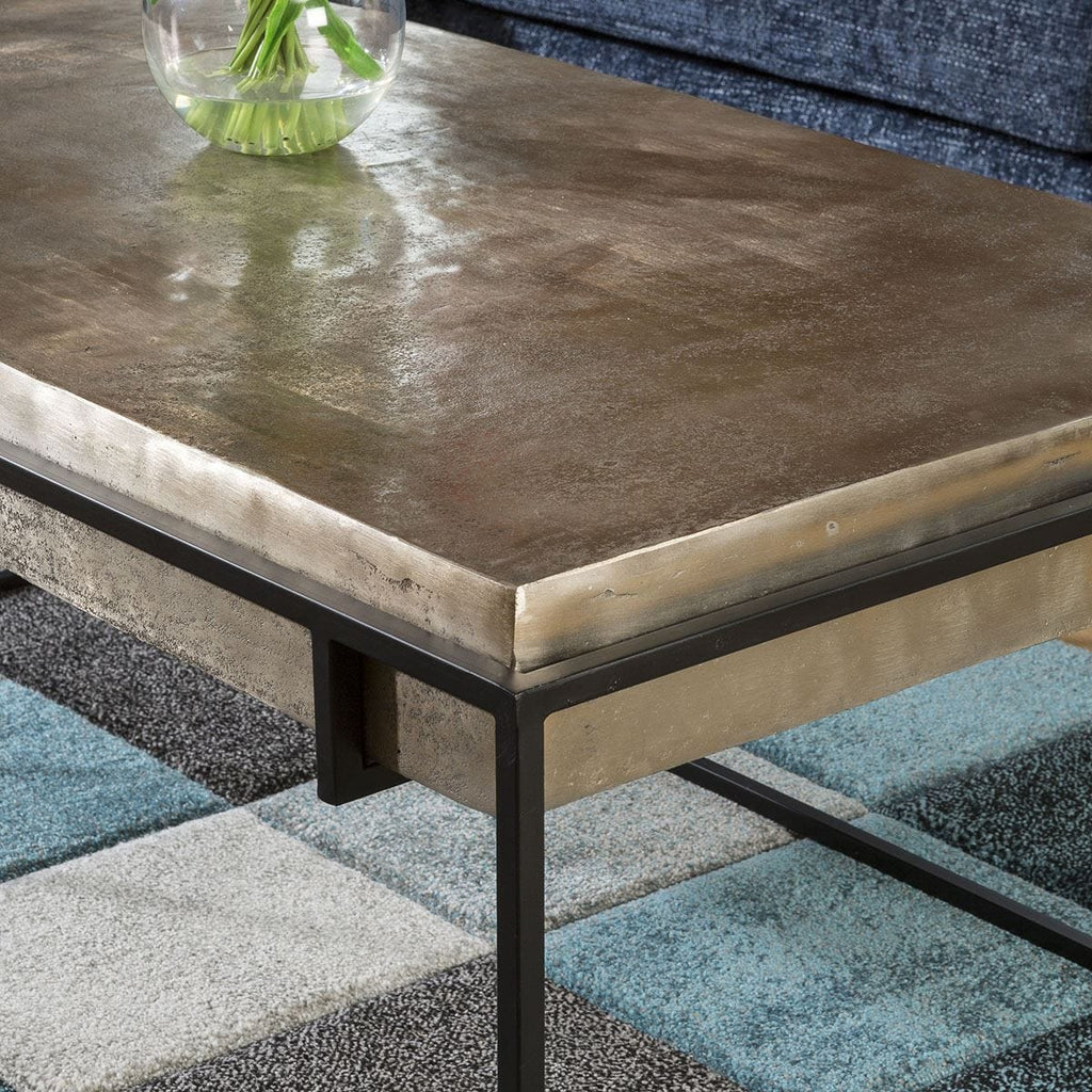 Designer Rectangular Coffee Table with Champagne Gold Coloured Top.