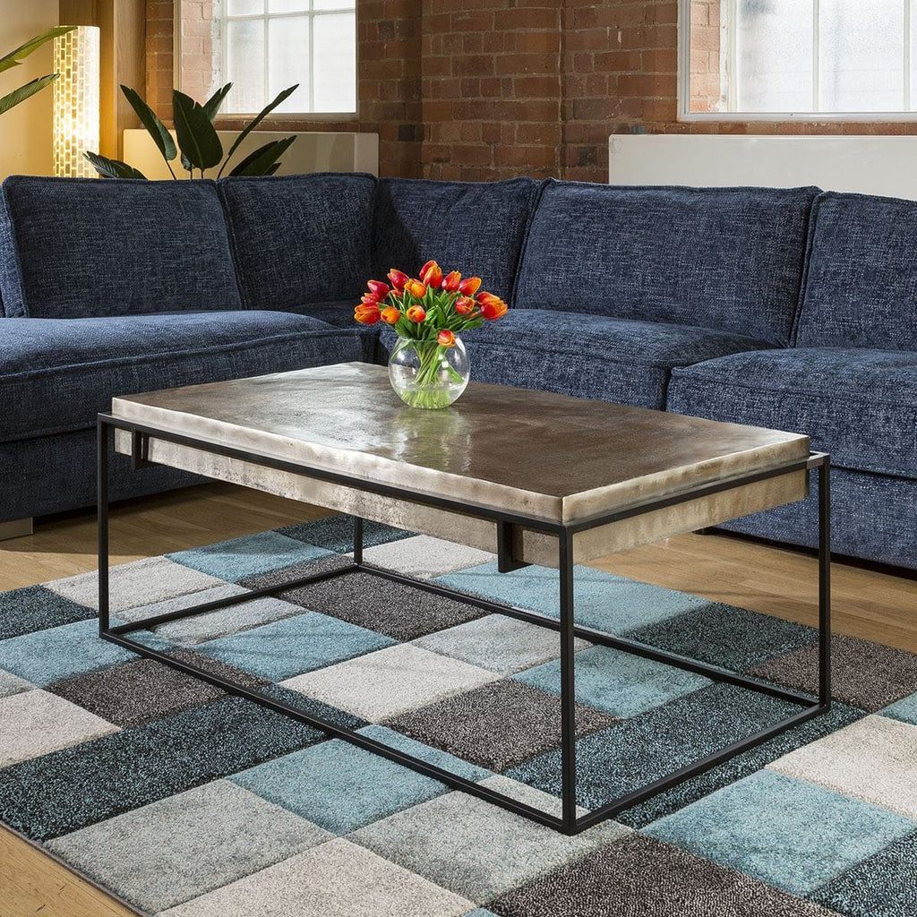 Designer Rectangular Coffee Table with Champagne Gold Coloured Top.