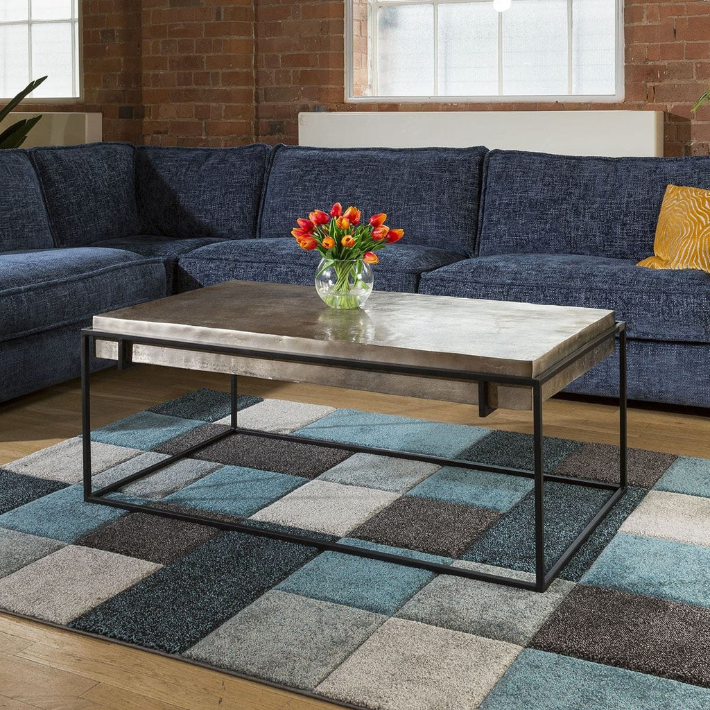 Designer Rectangular Coffee Table with Champagne Gold Coloured Top.