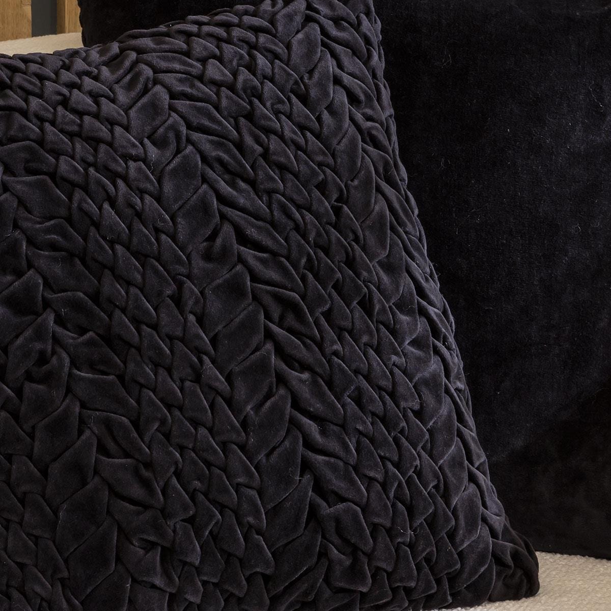 Dunand Velvet Scatter Cushion Black 45cm