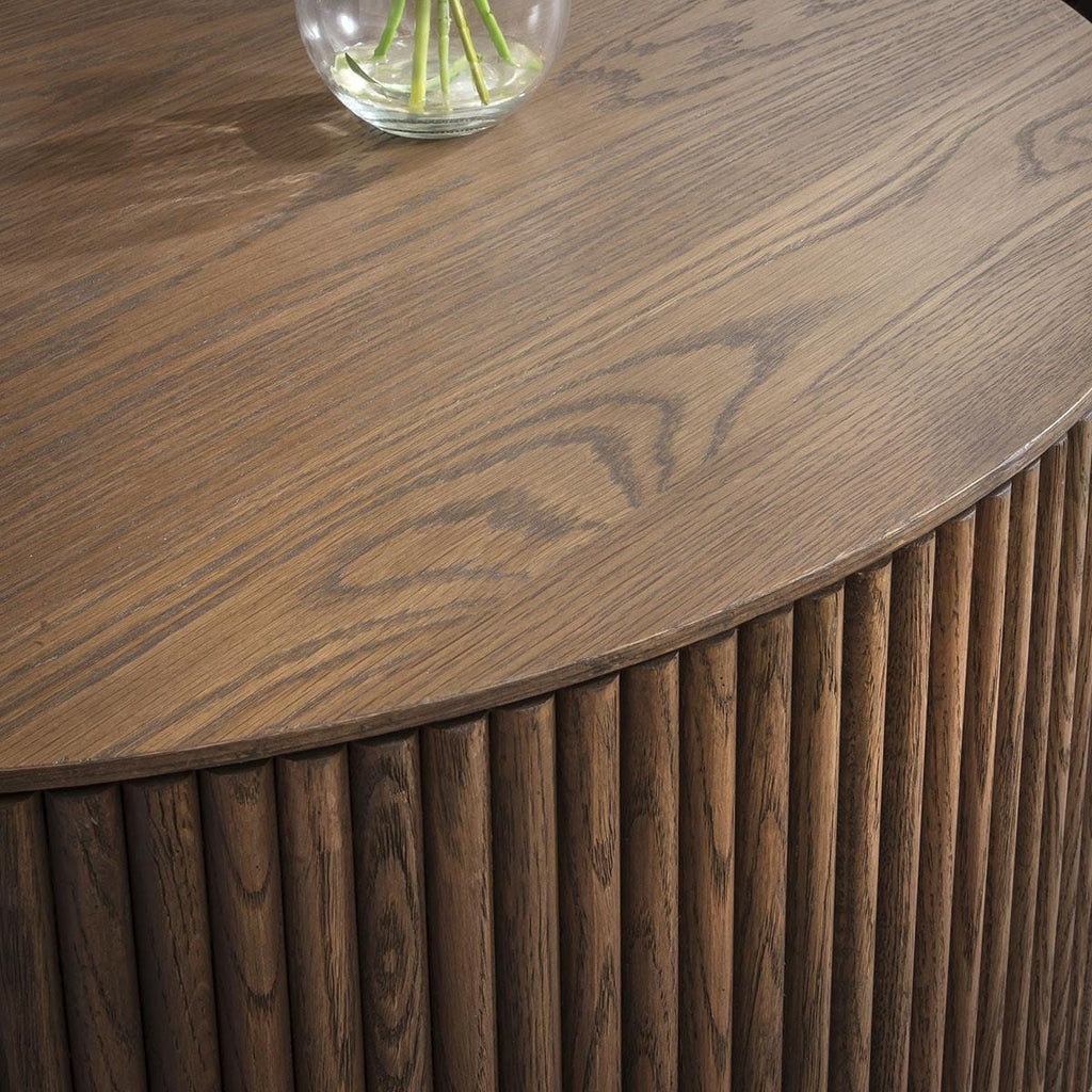 Elba Round Wooden Coffee Table and Side Table Set 90cm & 50cm