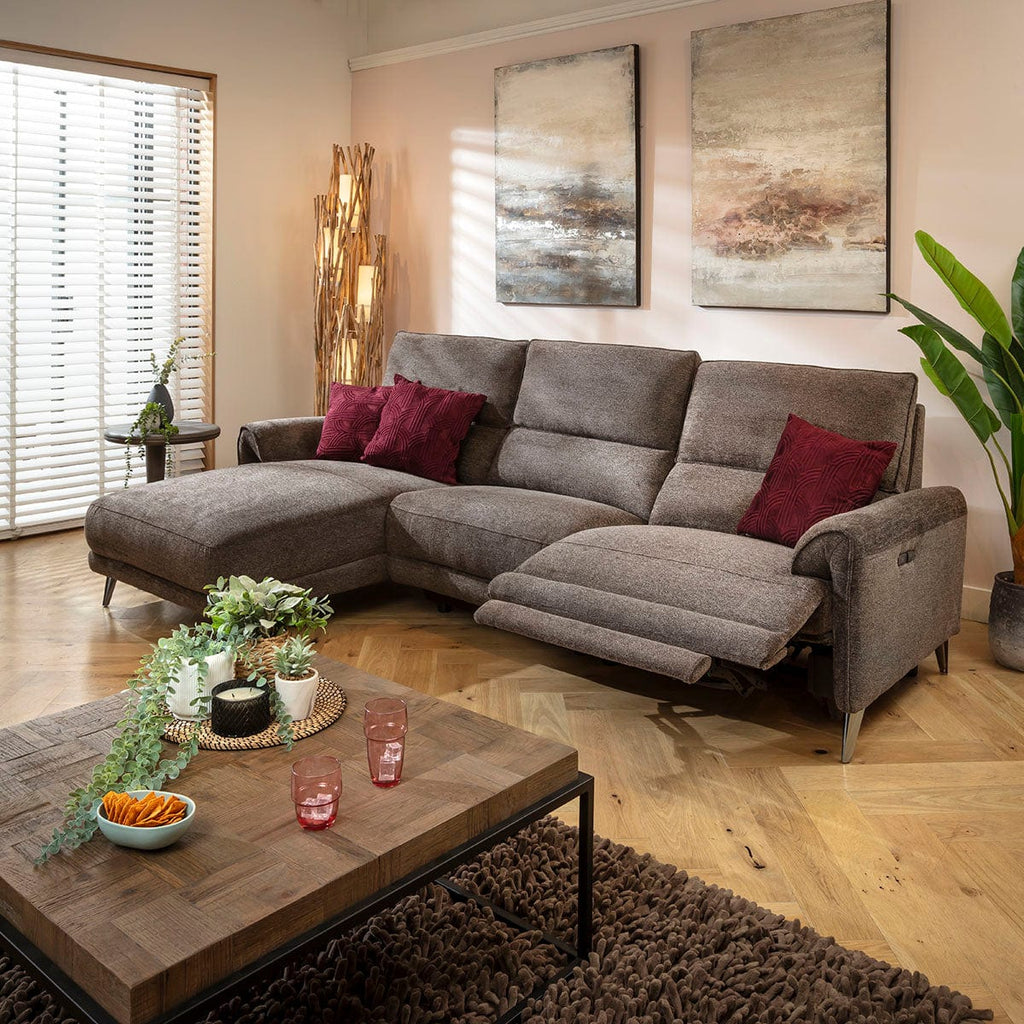 Merlin 3 Seater Electric Recliner Sofa with Left-Hand Chaise Bronze Charcoal 270x160cm