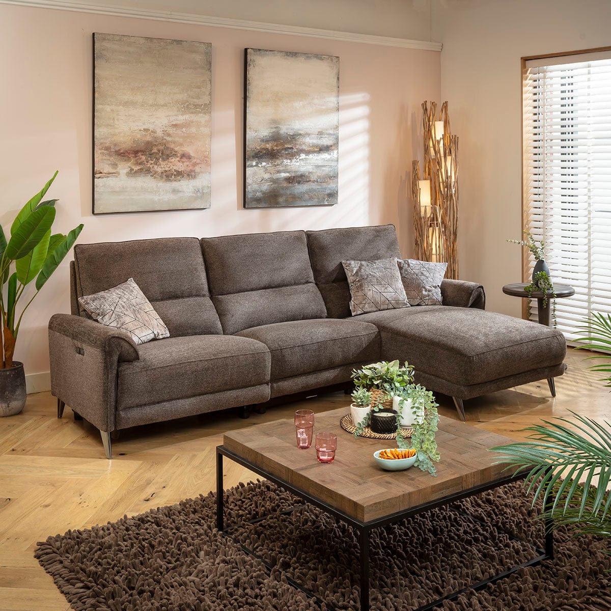 Merlin 3 Seater Electric Recliner Sofa with Right-Hand Chaise Bronze Charcoal 270x160cm