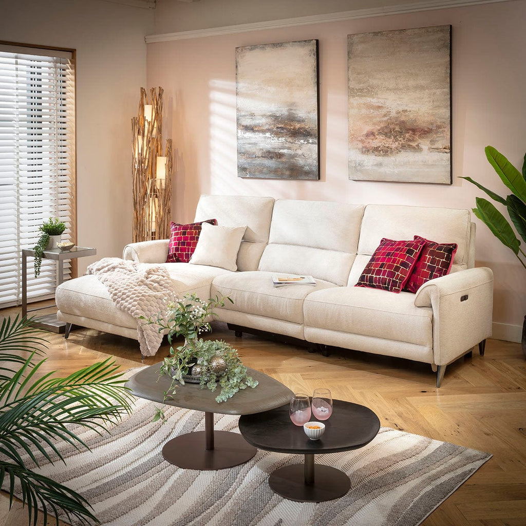 Merlin 3 Seater Electric Recliner Sofa with Left-Hand Chaise Cream 270x160cm