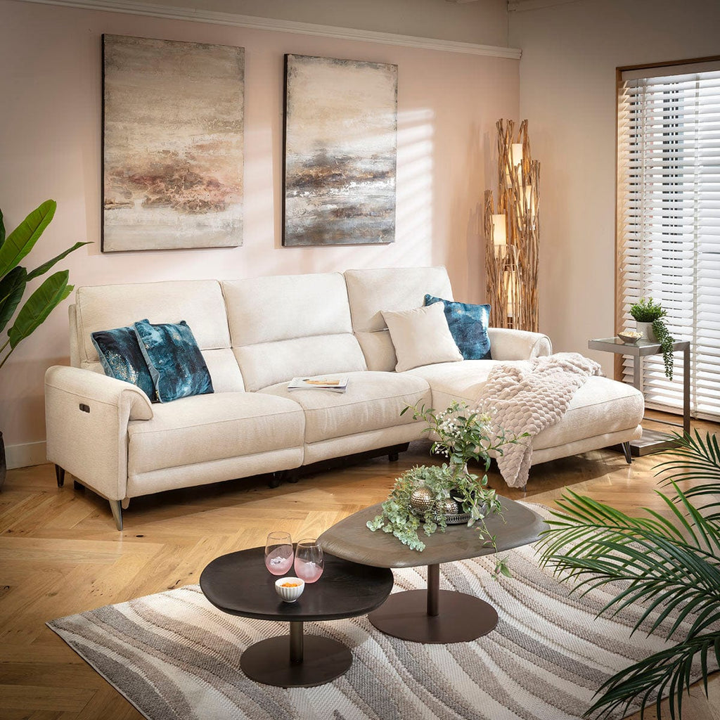 Merlin 3 Seater Electric Recliner Sofa with Right-Hand Chaise Cream 270x160cm