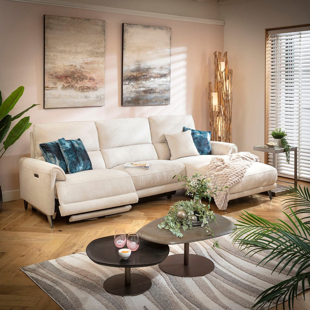 Merlin 3 Seater Electric Recliner Sofa with Right-Hand Chaise Cream 270x160cm