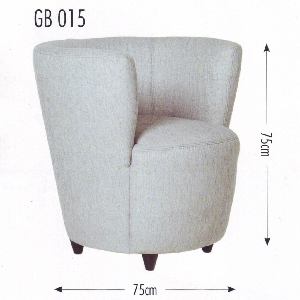 Elegant Modern Grey Sprung Fabric Armchair Tub Chair wooden feet Gb015