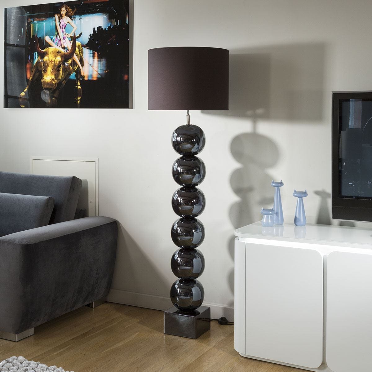 Envy Lighting Modern Designer Floor Lamp and shade Bilba Black Chrome