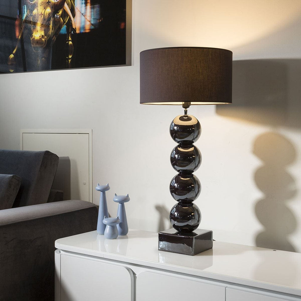 Envy Lighting Modern Designer Table / Bedside Lamp Bilba Black Chrome