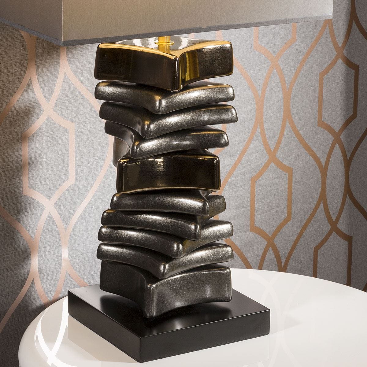 Envy Lighting Modern Designer Tall Table Bedside Lamp Gold Silver 4097