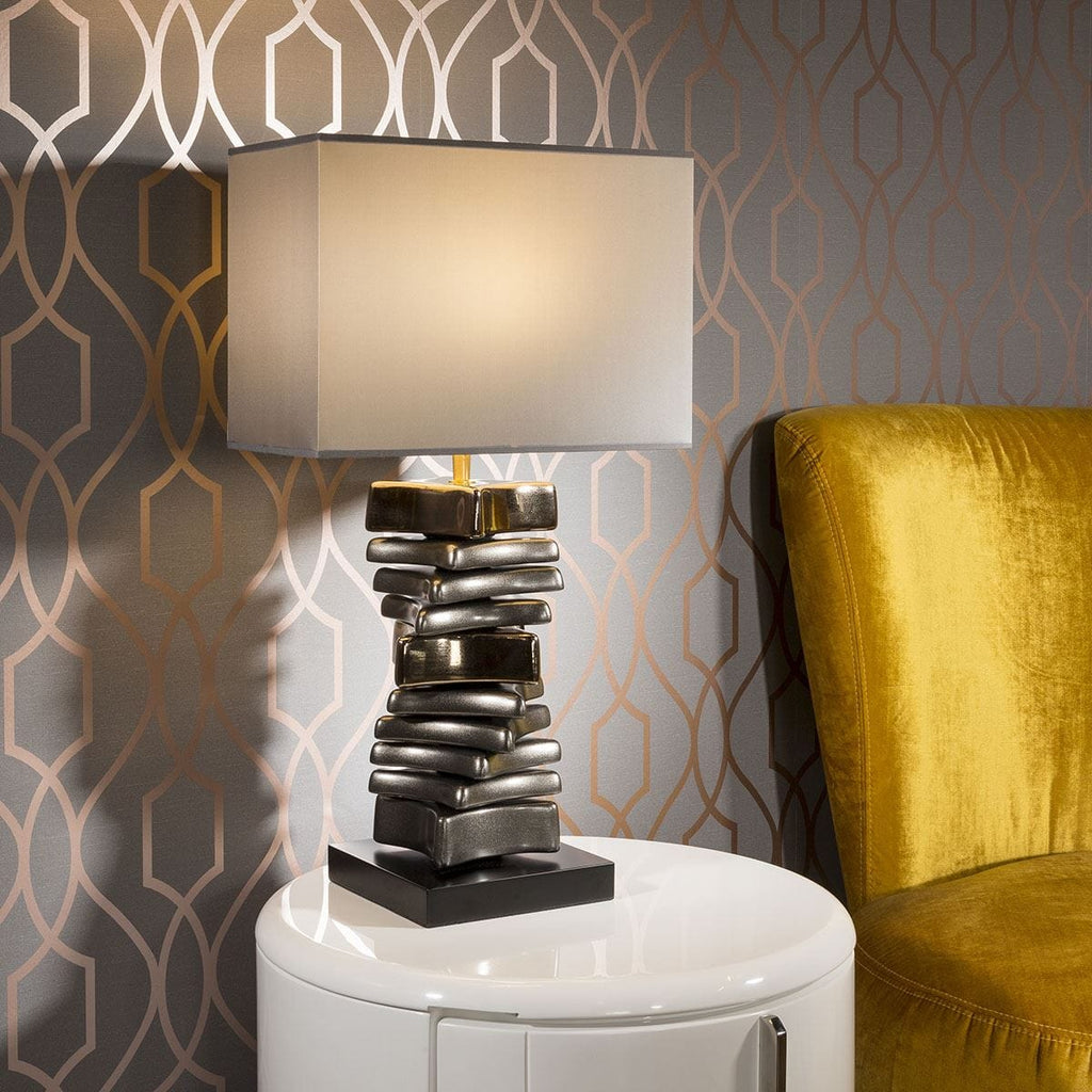 Envy Lighting Modern Designer Tall Table Bedside Lamp Gold Silver 4097