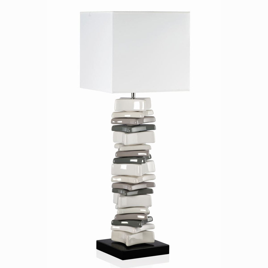 Envy Lighting Modern Designer Tall Table Bedside Lamp White Grey 4390