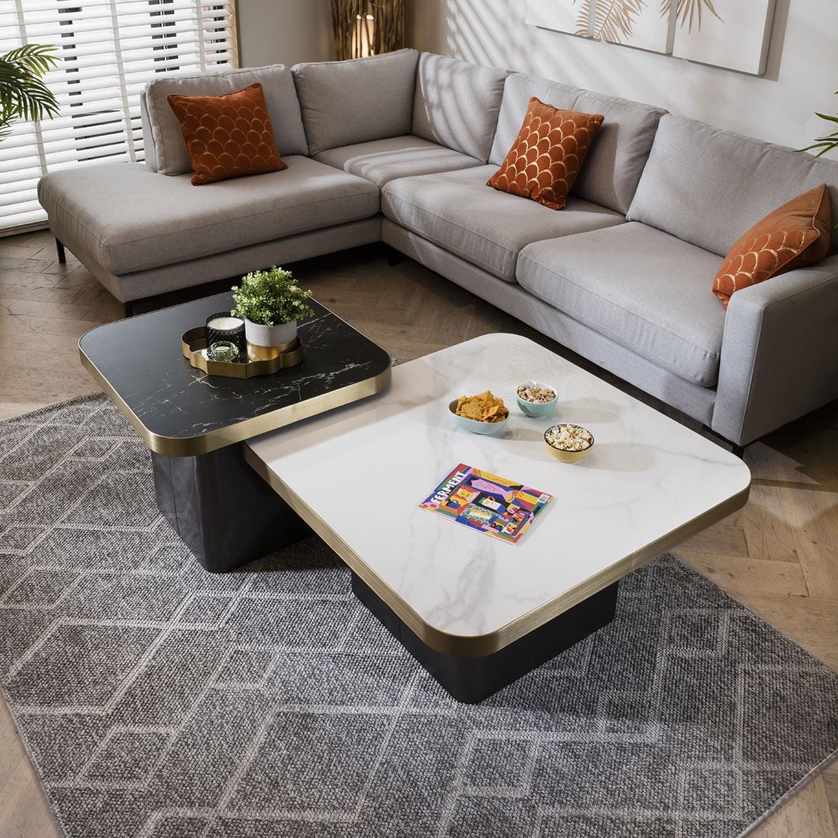 Tesoro Luxury Square Coffee Table Set White