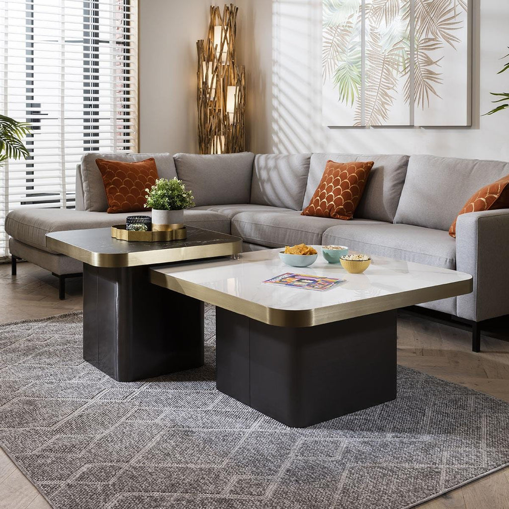 Tesoro Luxury Square Coffee Table Set White