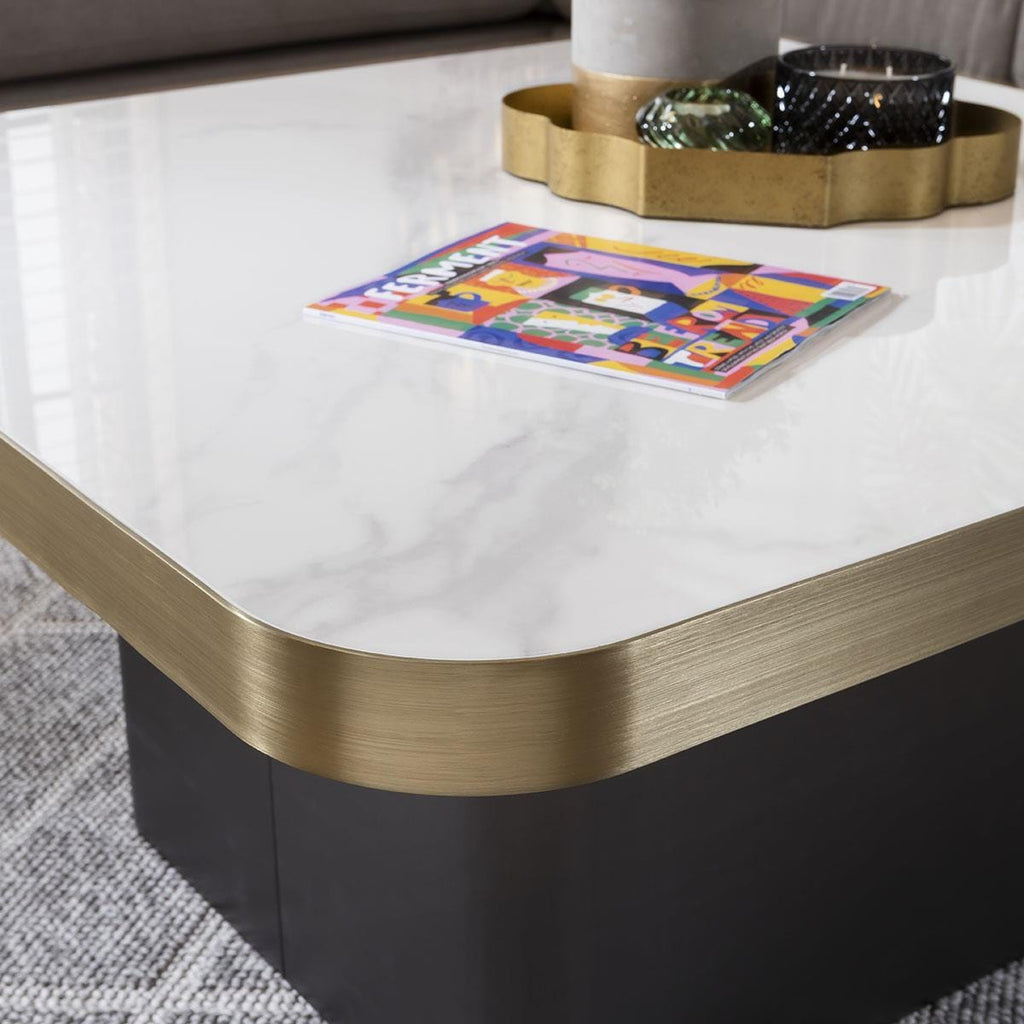 Tesoro Luxury Square Coffee Table Set White