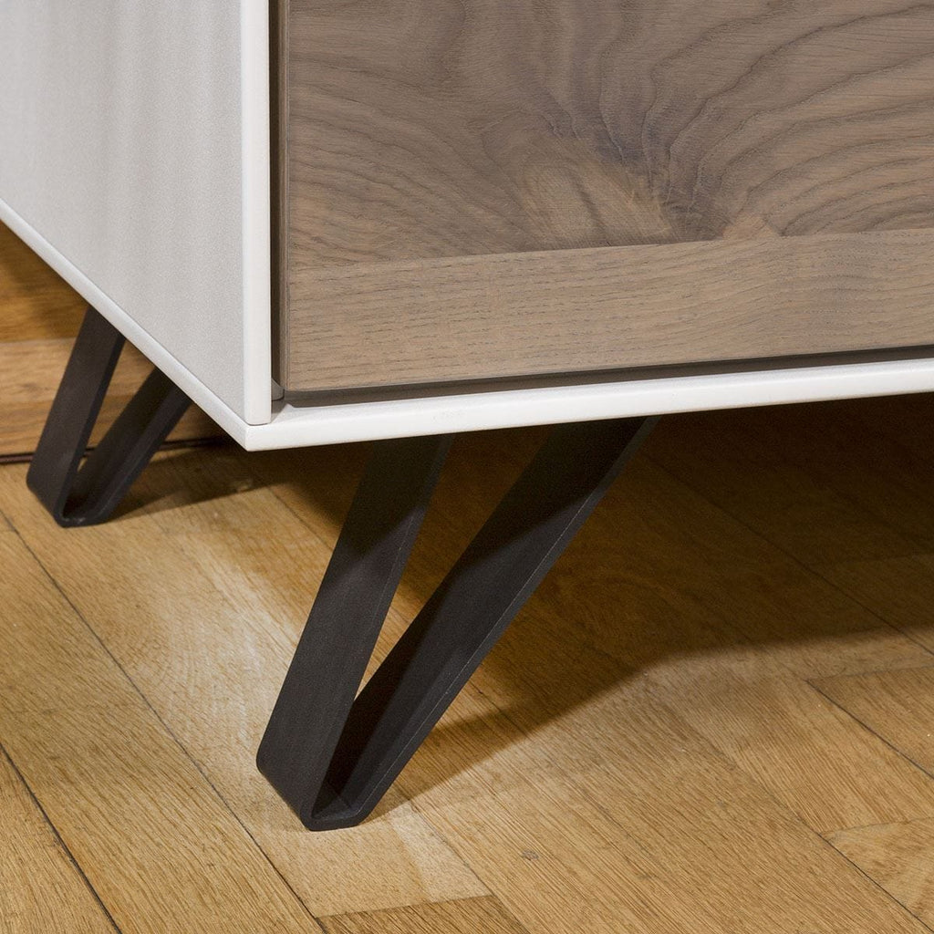 ExDisplay Luxury TV Cabinet / Low Sideboard White with Antique Oak Doors 2 Door