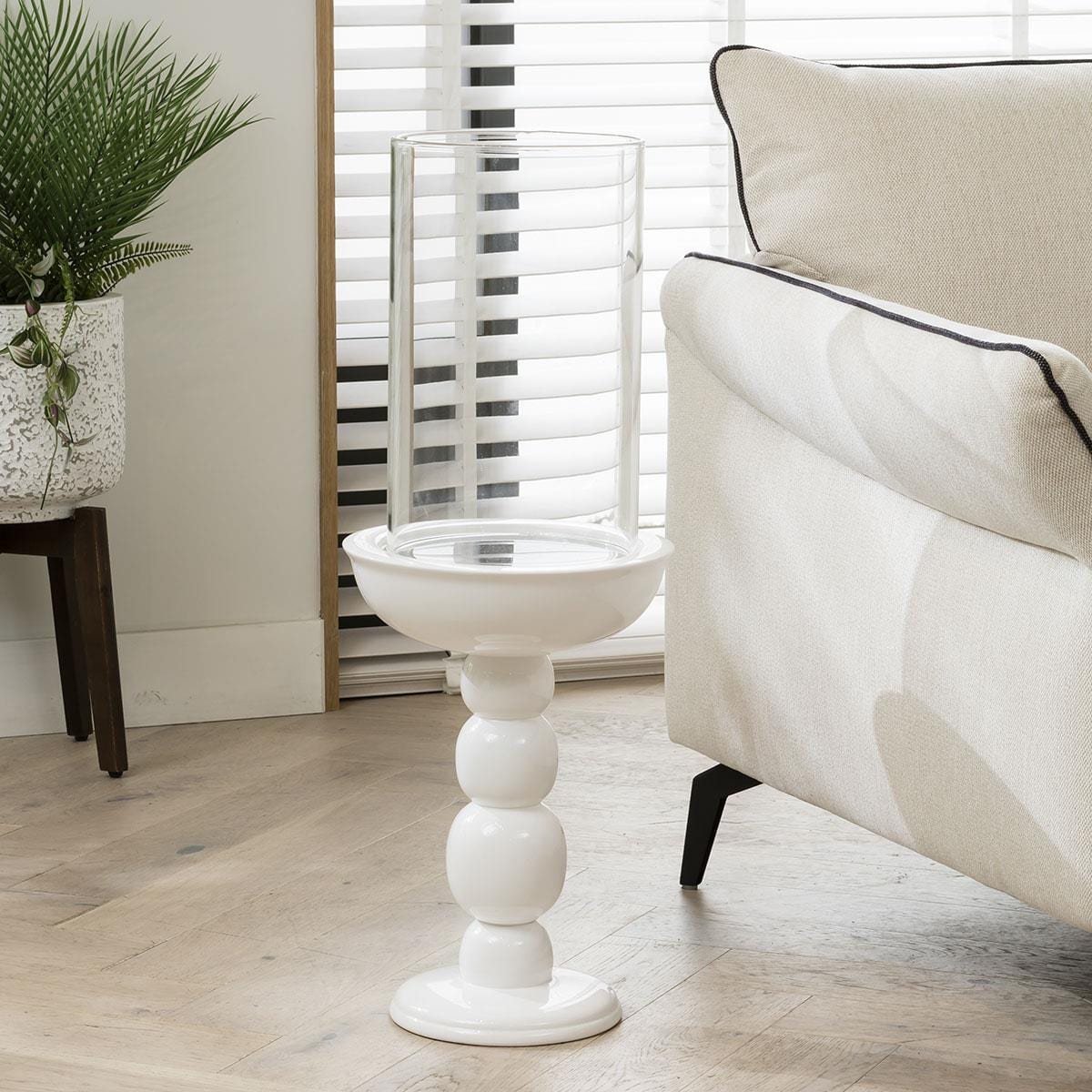 Exdisplay Modern Quatropi Large White Pillar Candle Holder 81cm x 30cm