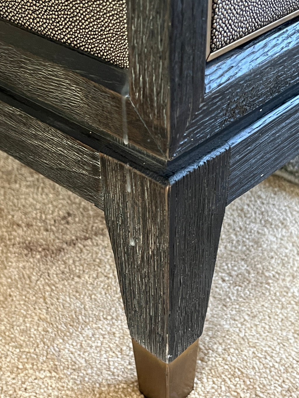 ExDisplay Quatropi Shagreen TV Stand 185cm Gold - Black Oak Unit, 4 Doors, Open Storage