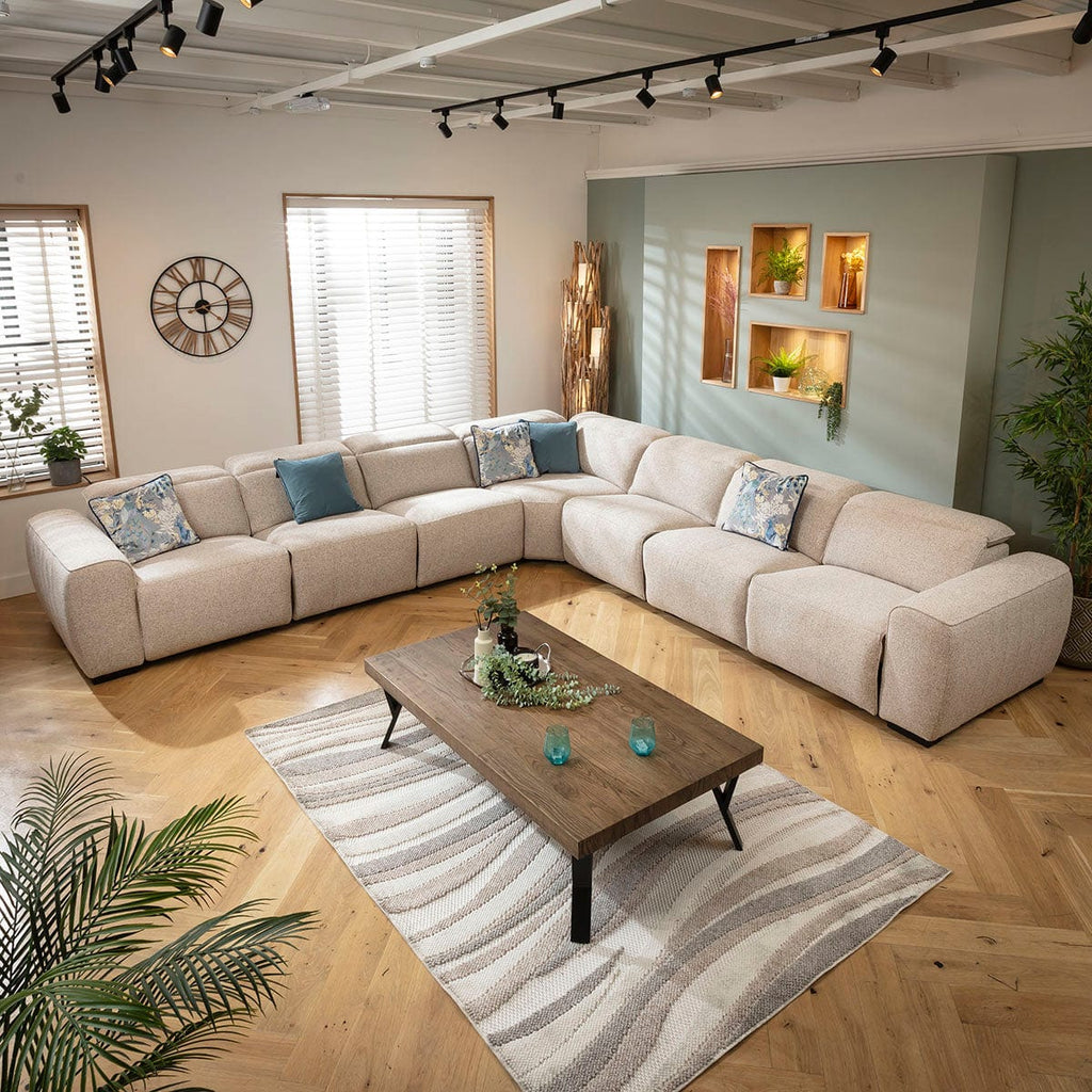 Lola Extra Large 7 Seater Recliner Corner Sofa Beige 372x372cm 17