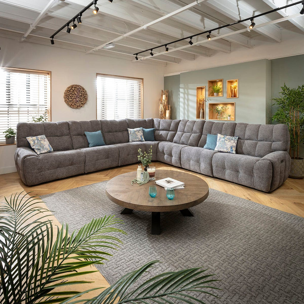 Luca Extra Large 7 Seater Dual Recliner Corner Sofa Charcoal Chenille 380x380cm 17