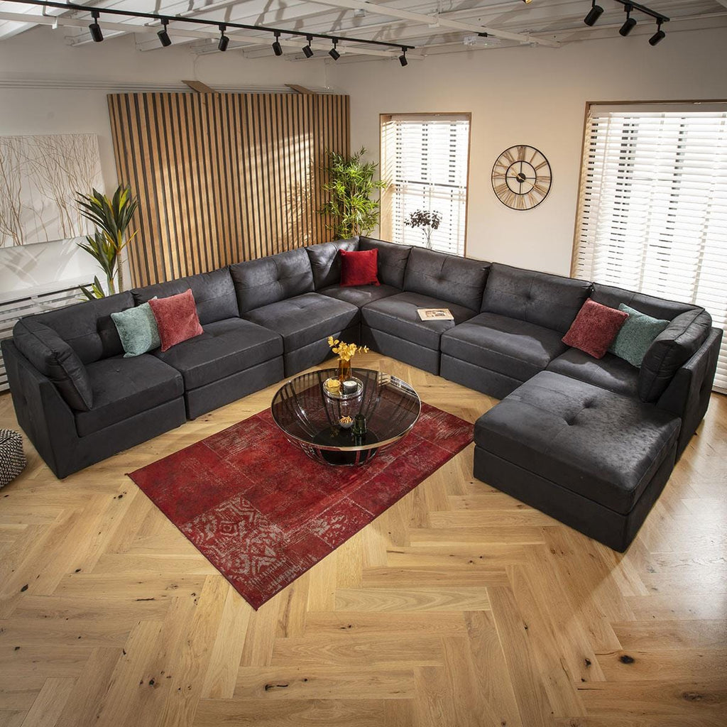 Archie 8 Seater Corner Sofa Black 360x360cm 17