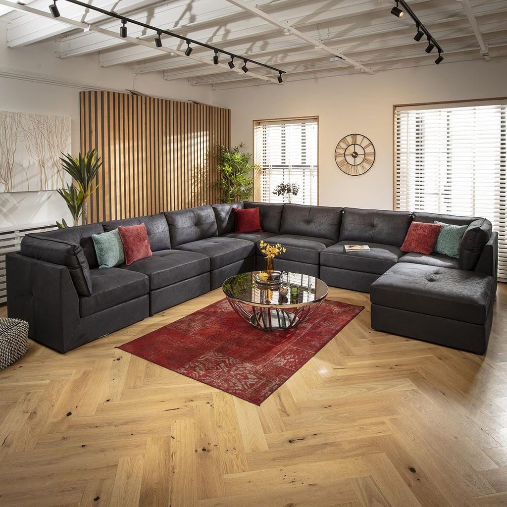 Archie 8 Seater Corner Sofa Black 360x360cm 17