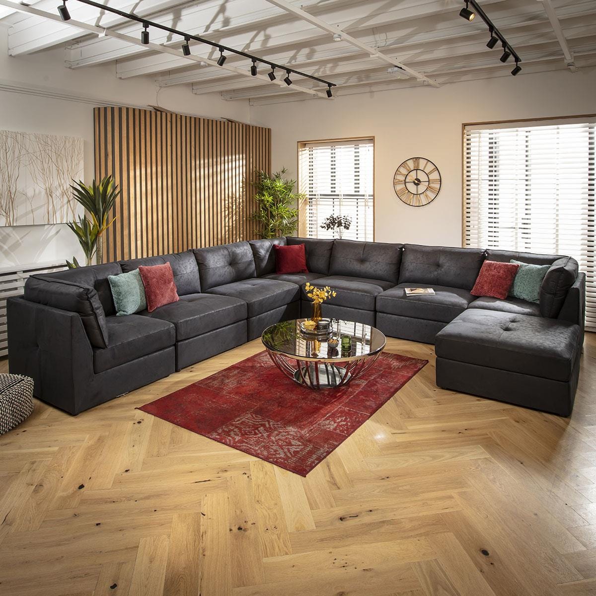 Archie 8 Seater Corner Sofa Black 360x360cm 17