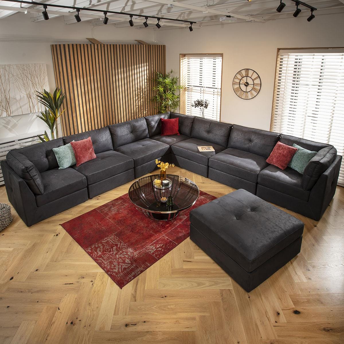 Archie 8 Seater Corner Sofa Black 360x360cm 17