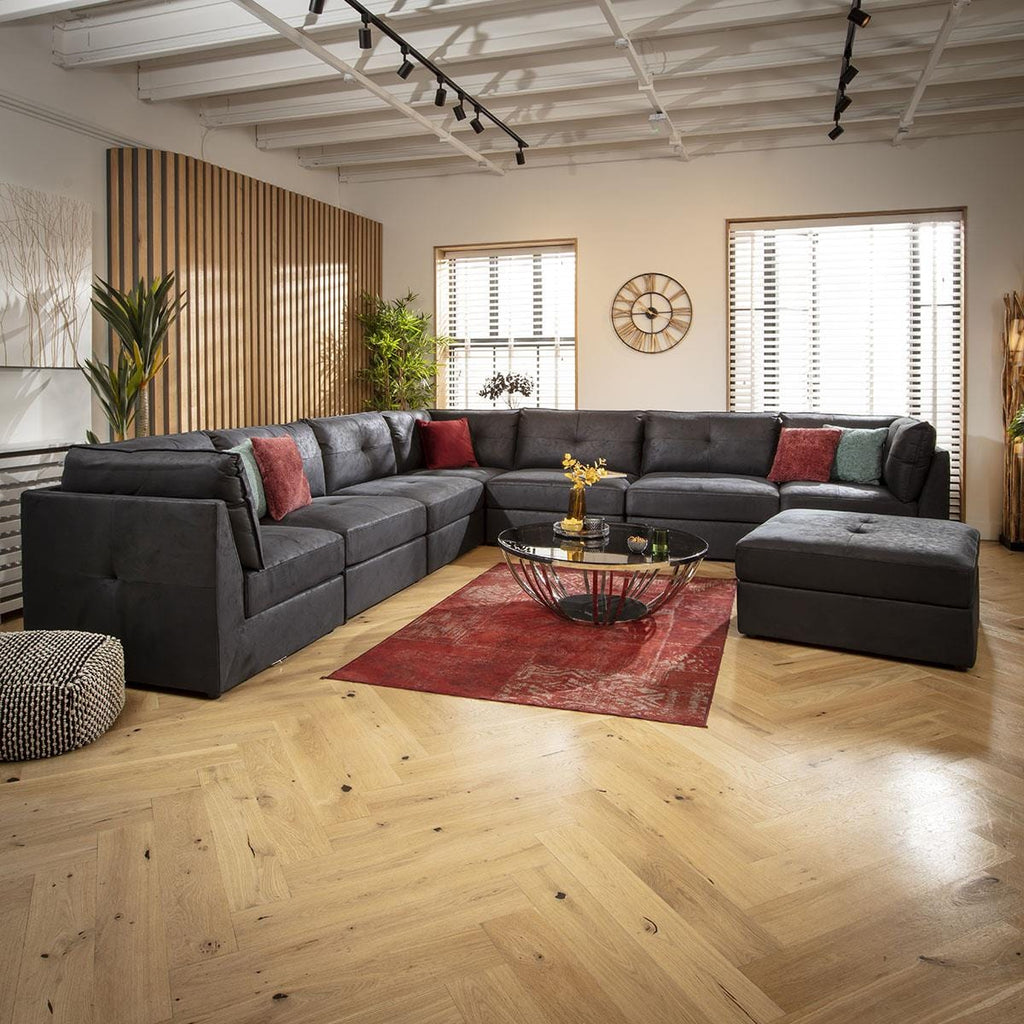 Archie 8 Seater Corner Sofa Black 360x360cm 17