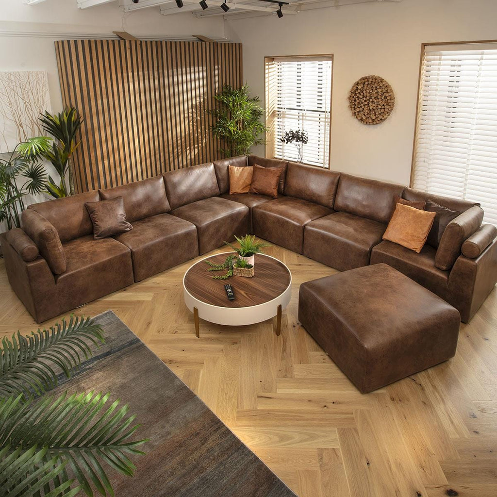 Martha 8 Seater Corner Sofa Antique Brown 348x348cm 17