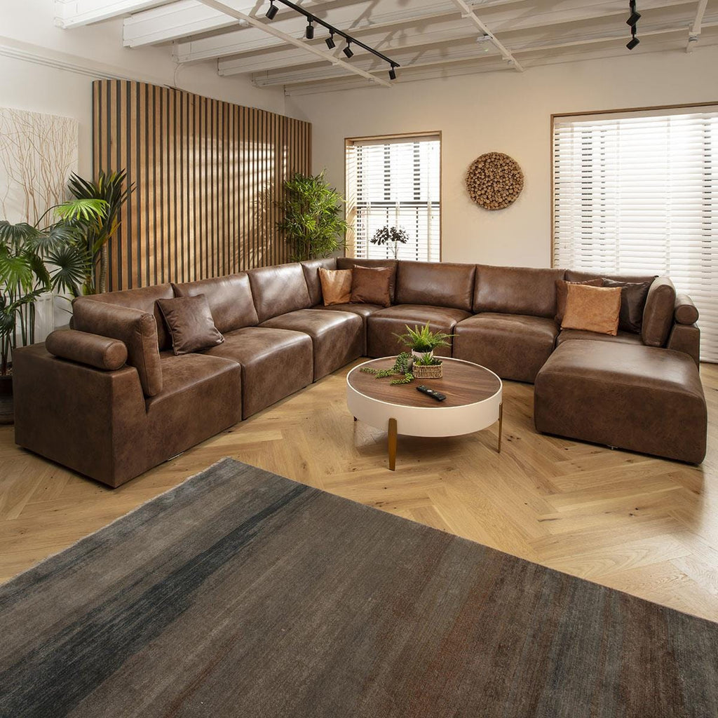 Martha 8 Seater Corner Sofa Antique Brown 348x348cm 17