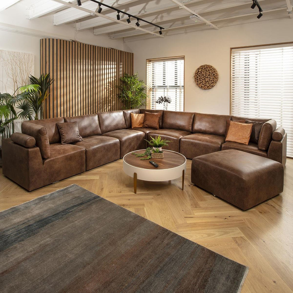 Martha 8 Seater Corner Sofa Antique Brown 348x348cm 17