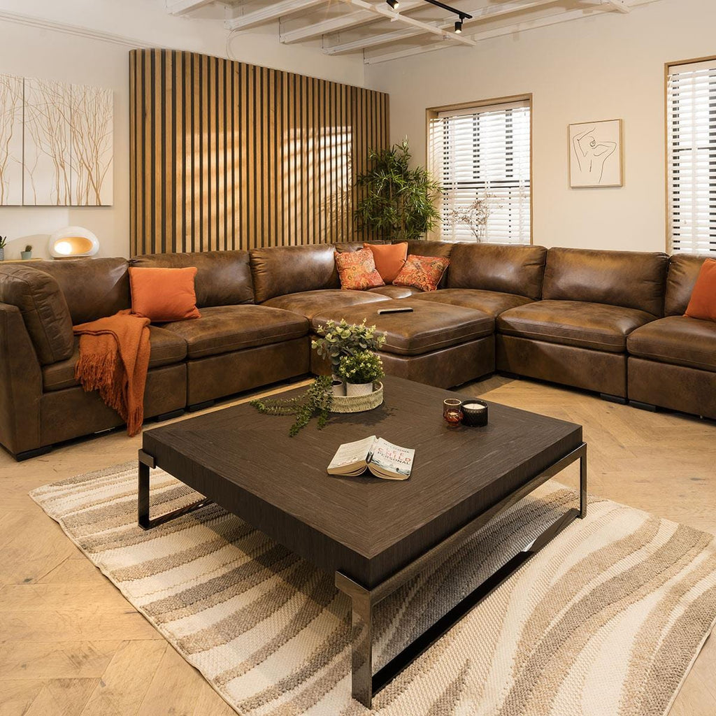 Mikey 8 Seater Corner Sofa Brown 380x380cm 17