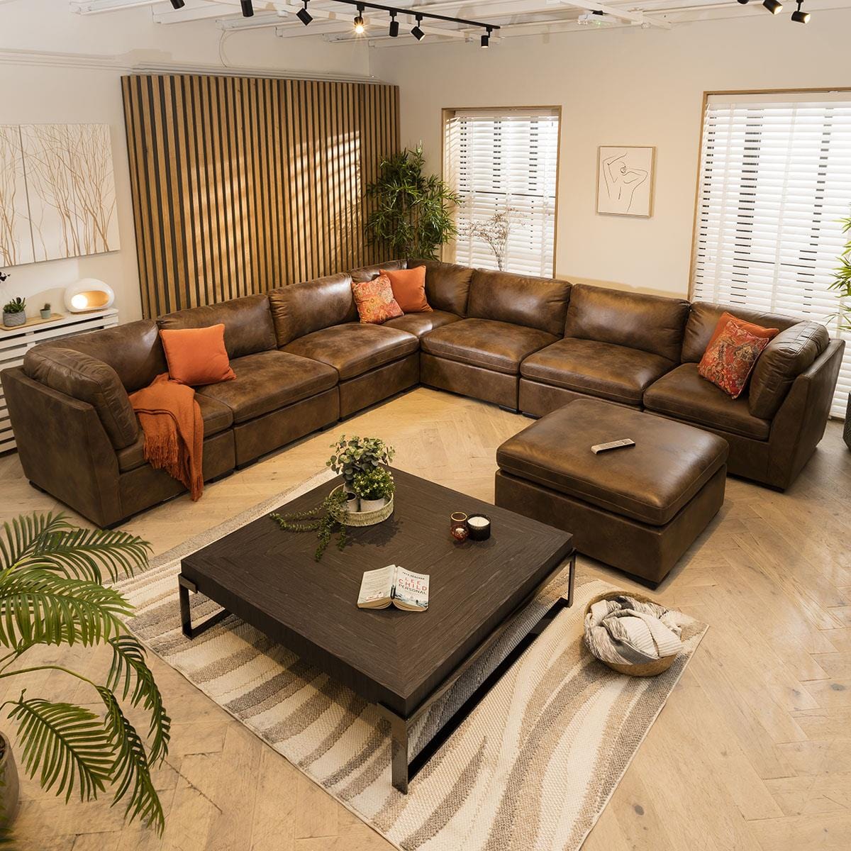 Mikey 8 Seater Corner Sofa Brown 380x380cm 17