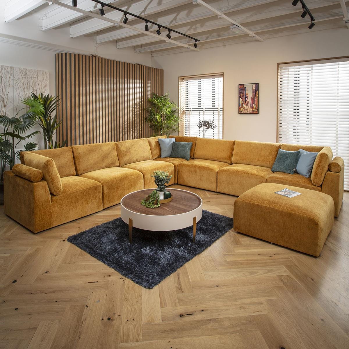 Martha 8 Seater Corner Sofa Mustard Chenille 348x348cm 17