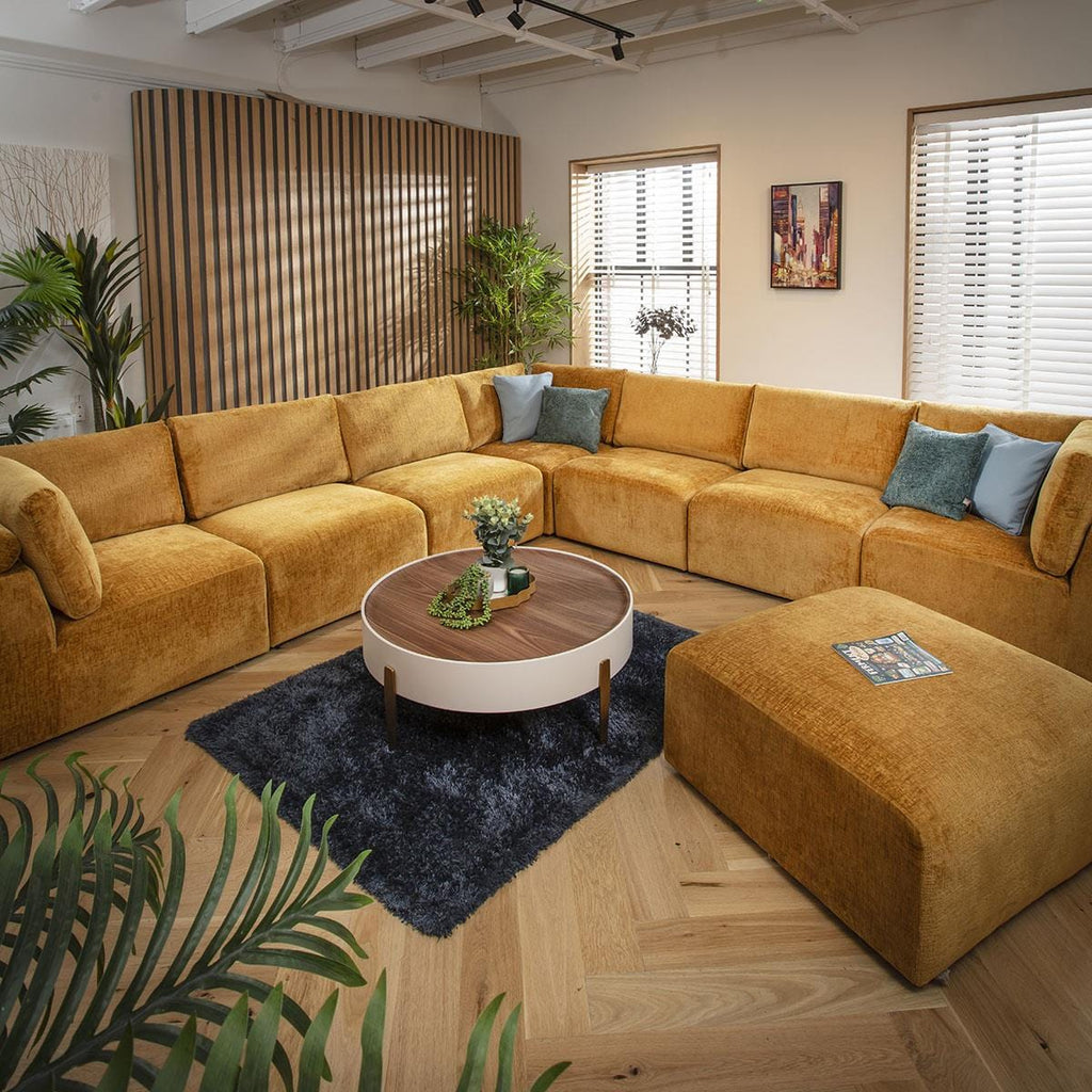 Martha 8 Seater Corner Sofa Mustard Chenille 348x348cm 17