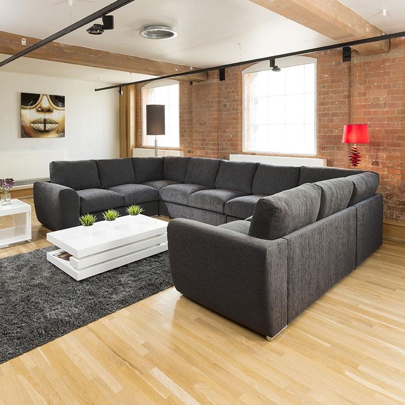 Extra Large Cinema Sofa Set Settee Corner Group U Shape Grey 4.0x2.6m