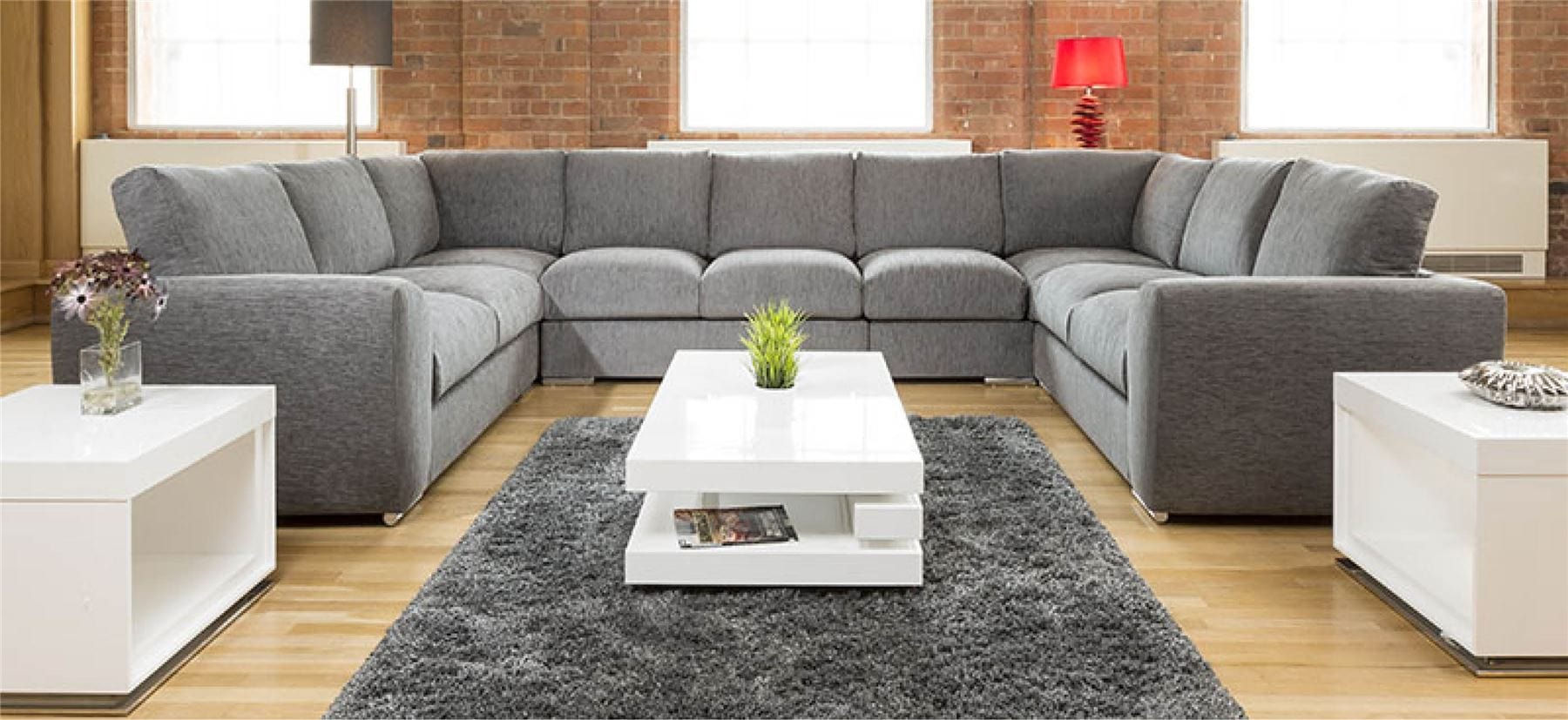 Extra Large Cinema Sofa Set Settee Corner Group U Shape Grey 4.0x2.6m