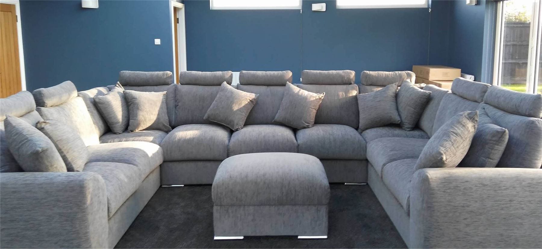 Extra Large Cinema Sofa Set Settee Corner Group U Shape Grey 4.0x2.6m