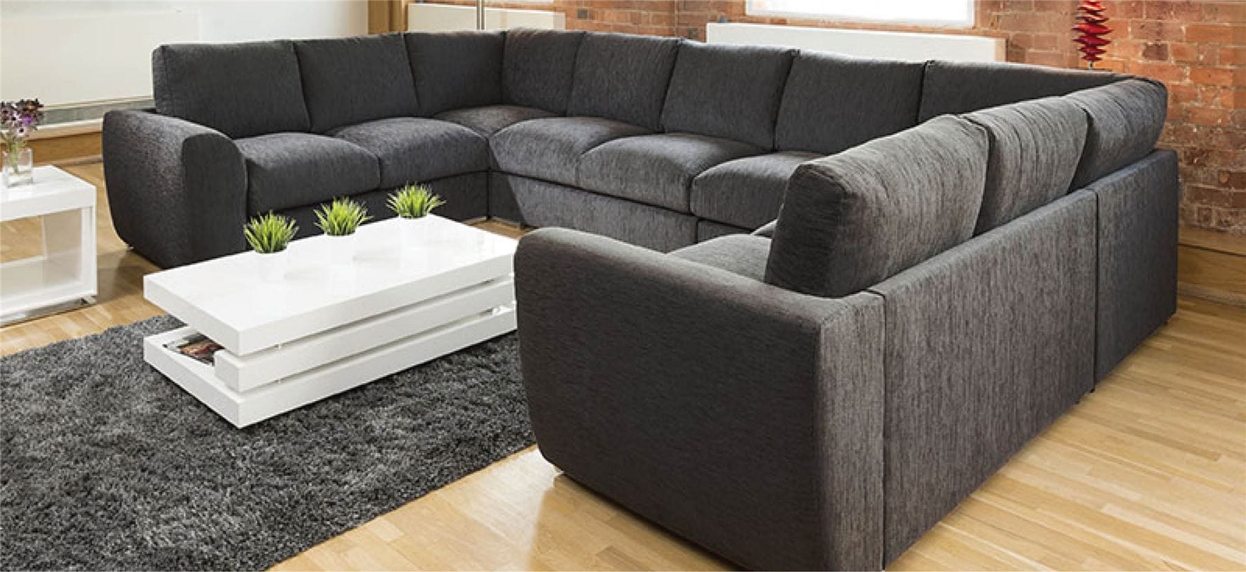 Extra Large Cinema Sofa Set Settee Corner Group U Shape Grey 4.0x2.6m