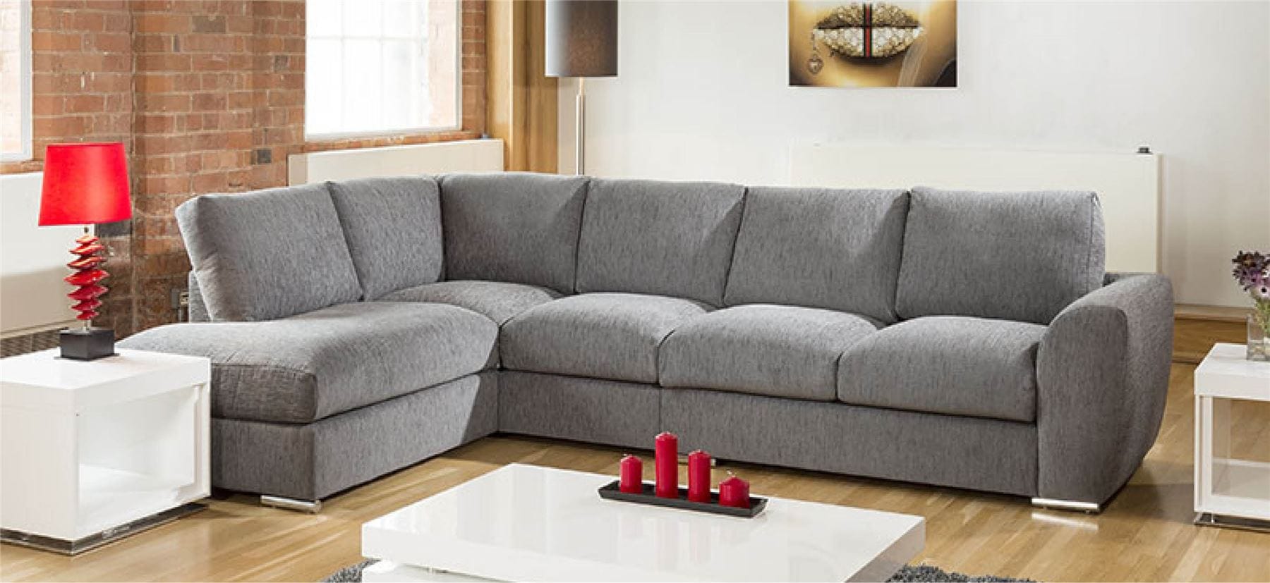 Extra Large L Shape Sofa Set Settee Corner Group 335x210cm Grey L