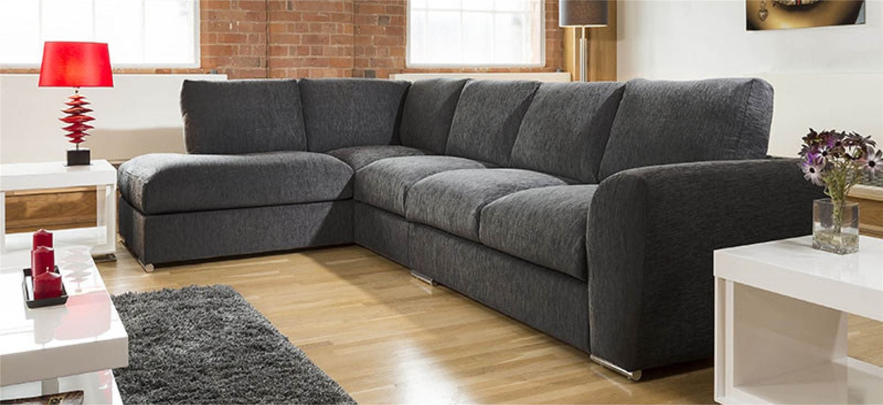 Extra Large L Shape Sofa Set Settee Corner Group 335x210cm Grey L