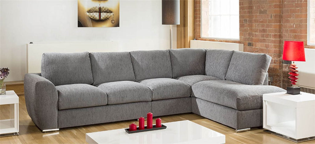 Extra Large L Shape Sofa Set Settee Corner Group 335x210cm Grey R