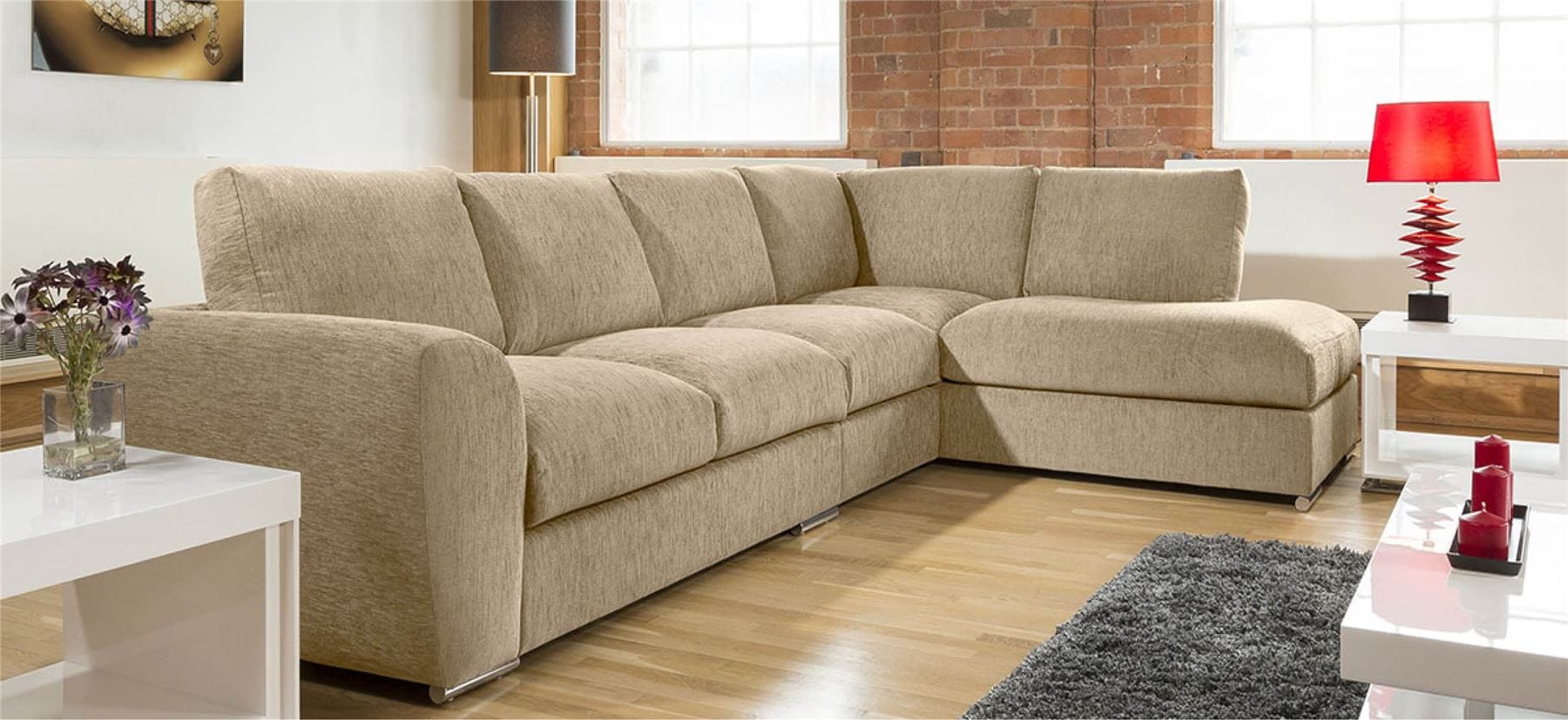 Extra Large L Shape Sofa Set Settee Corner Group 335x210cm Grey R
