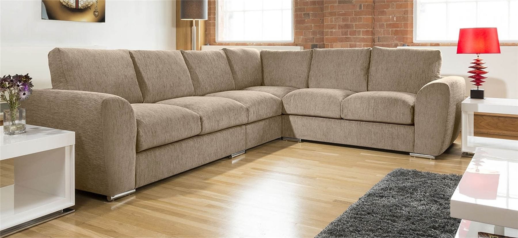 Extra Large L Shape Sofa Set Settee Corner Group 335x265cm Grey L