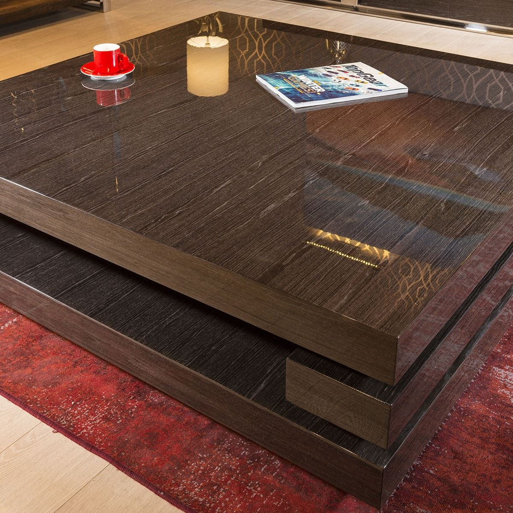 Extra Large Modern Square Black Gloss Grain 1.2 mtr Coffee Table 397E