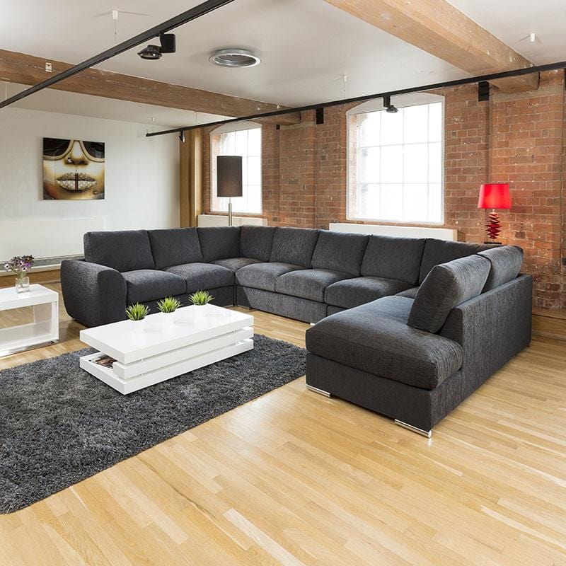 Extra Large Sofa Set Settee Corner Group U / L Shape Grey 4.0 x 2.6m L