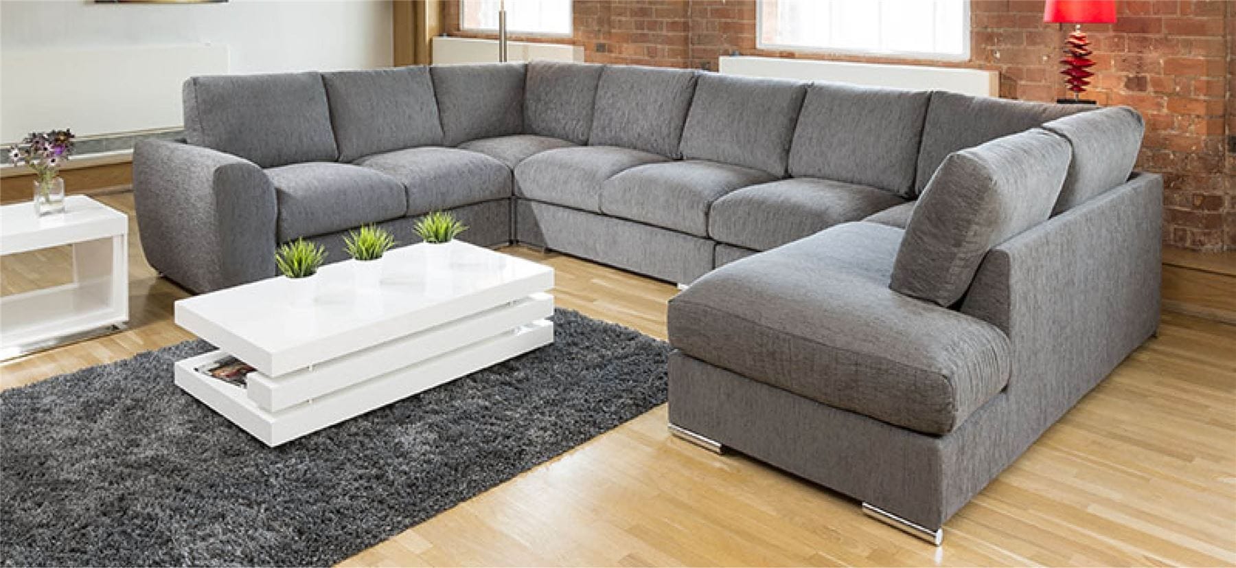 Extra Large Sofa Set Settee Corner Group U / L Shape Grey 4.0 x 2.6m L