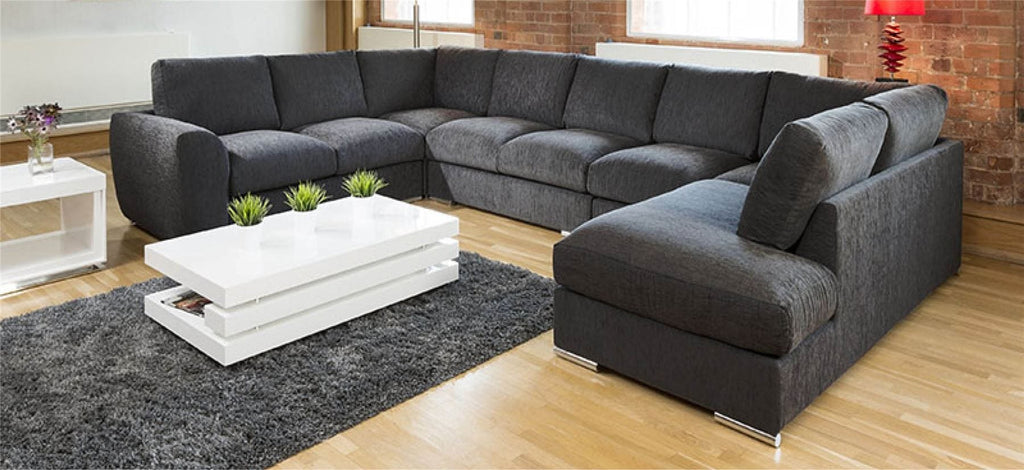 Extra Large Sofa Set Settee Corner Group U / L Shape Grey 4.0 x 2.6m L