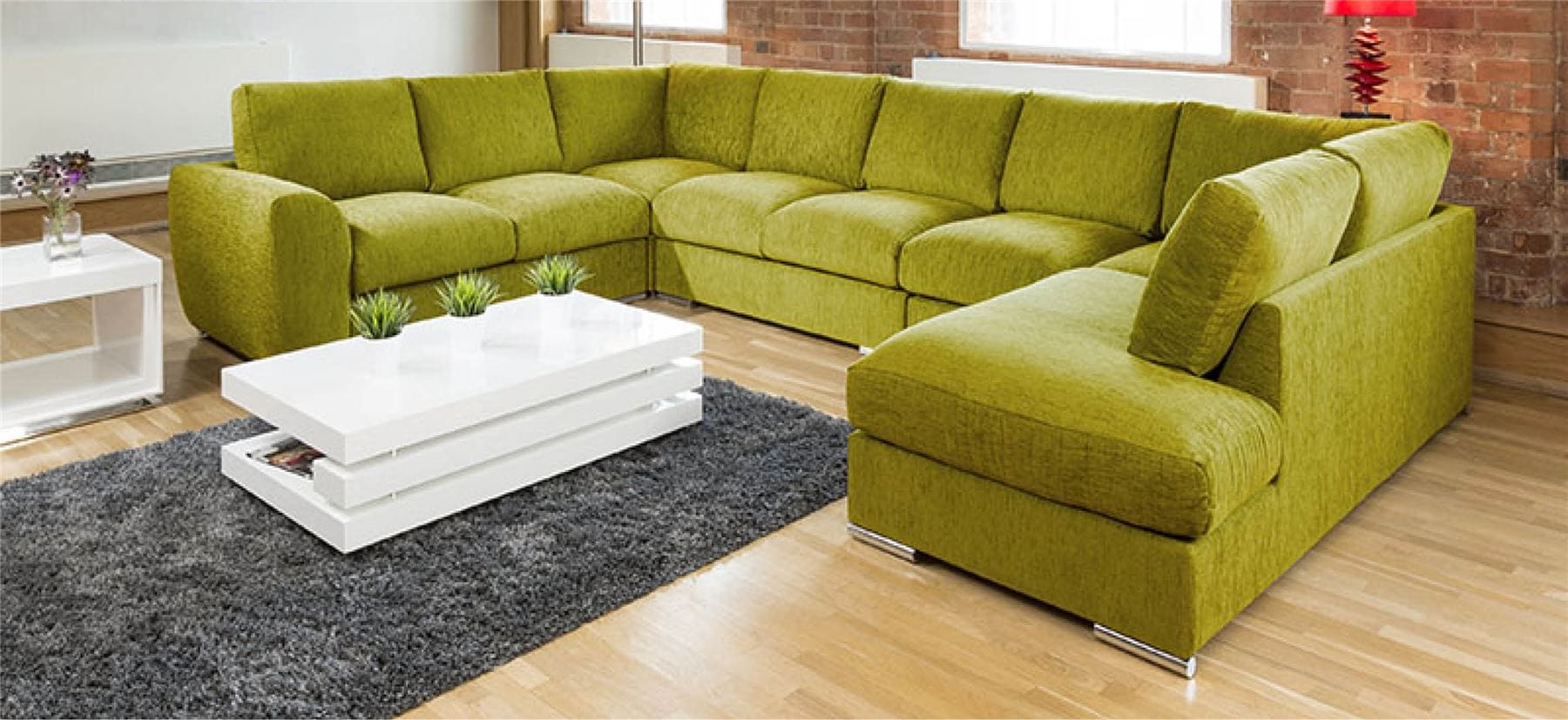 Extra Large Sofa Set Settee Corner Group U / L Shape Grey 4.0 x 2.6m L